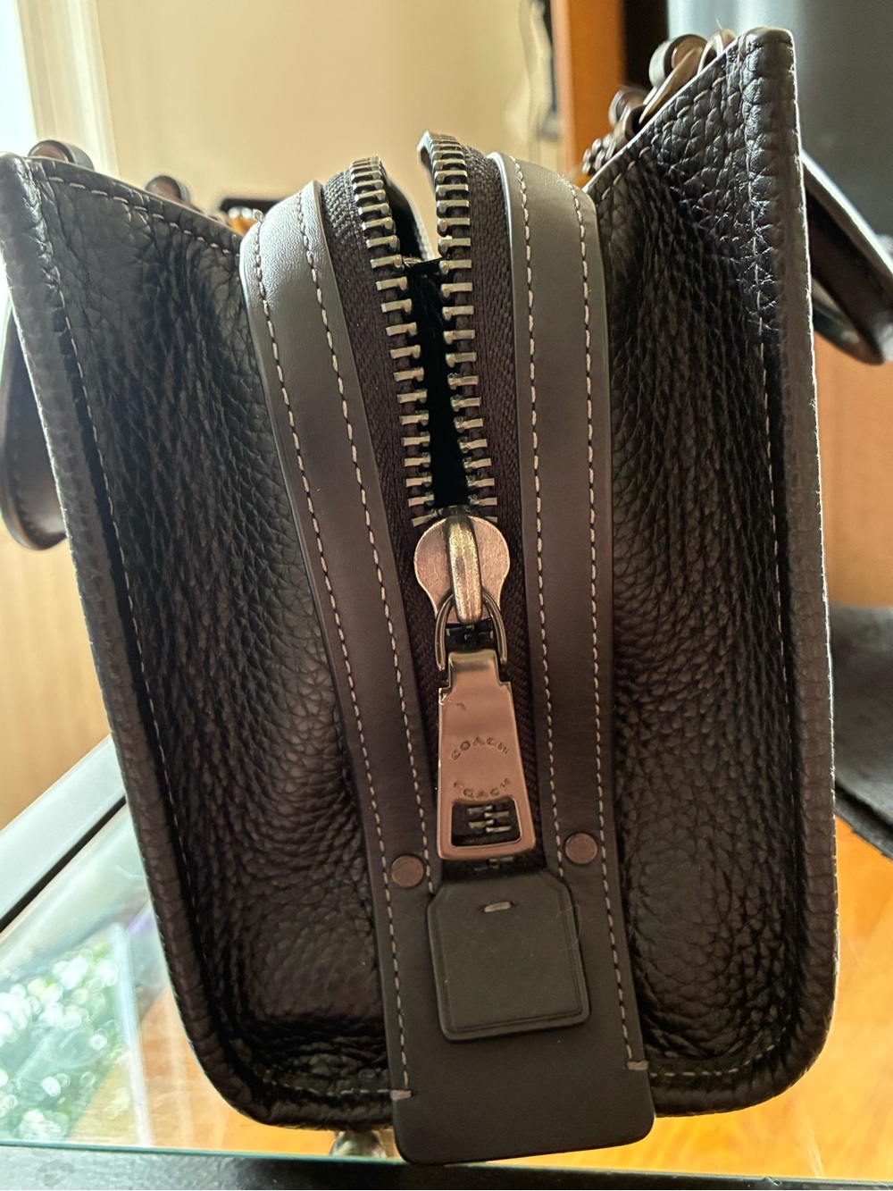 Coach Black Pebbled Leather colorblock rogue 20 - Picture 11 of 14